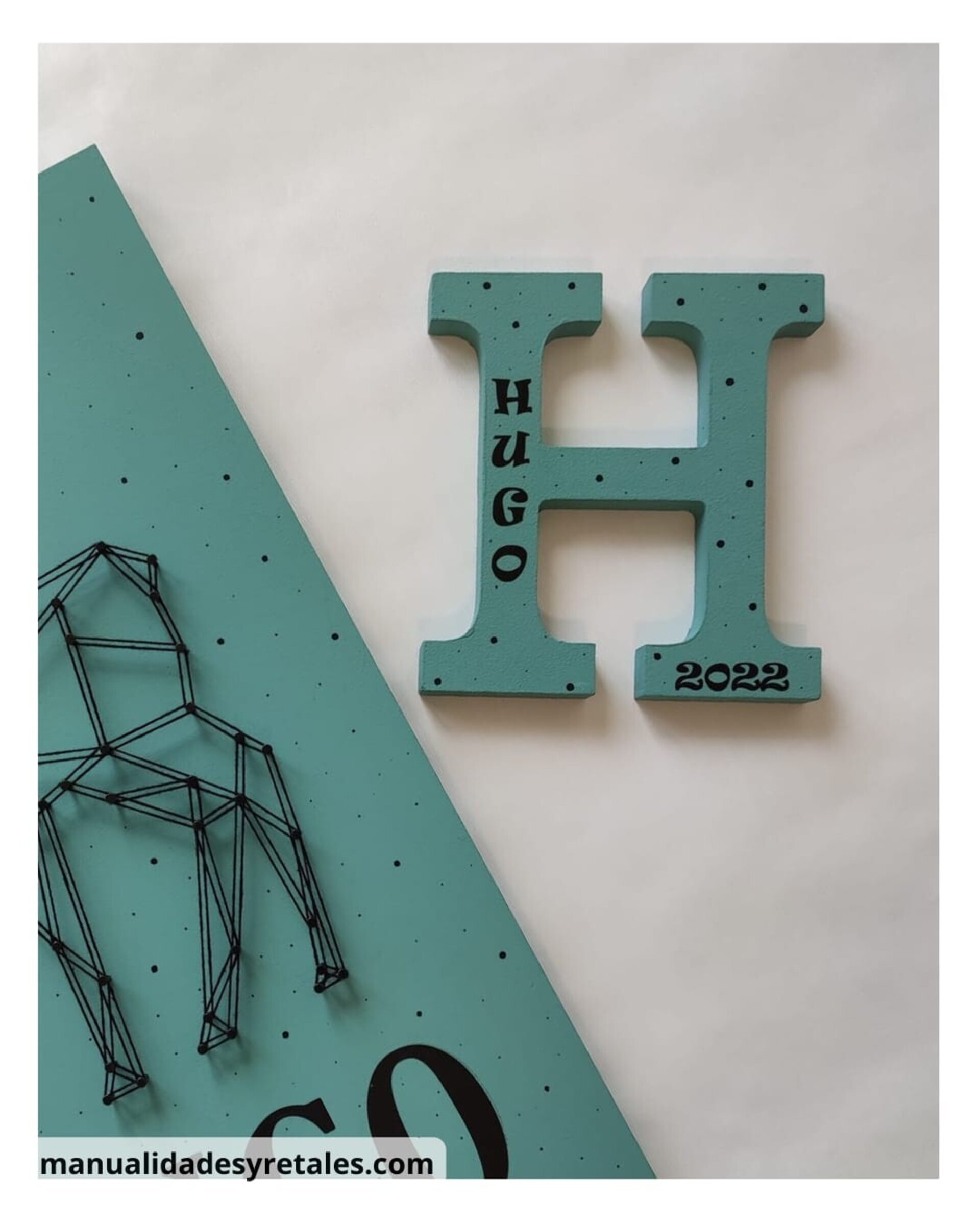 Inicial con nombre y puntitos 11cm - 2