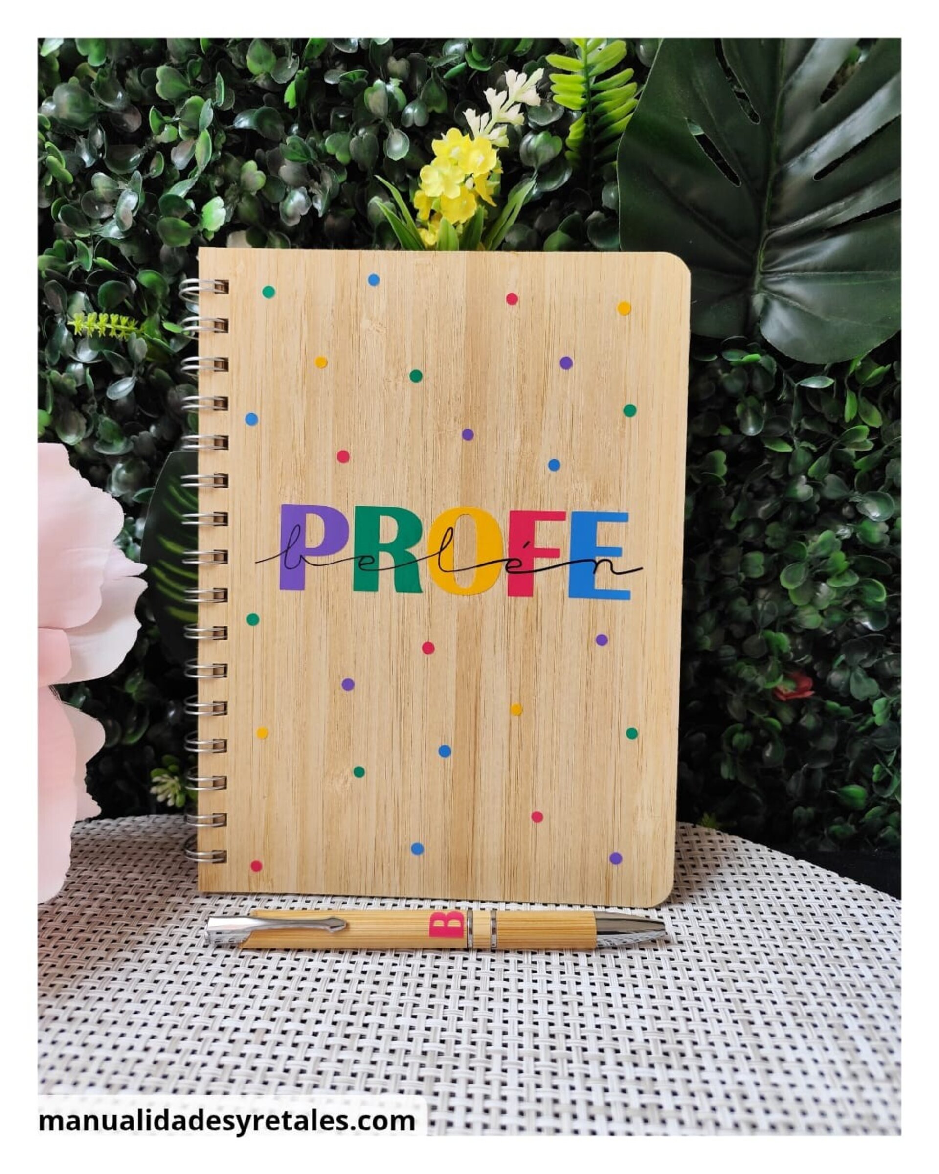 Set cuaderno + boli de bambú personalizado vinilo - 3