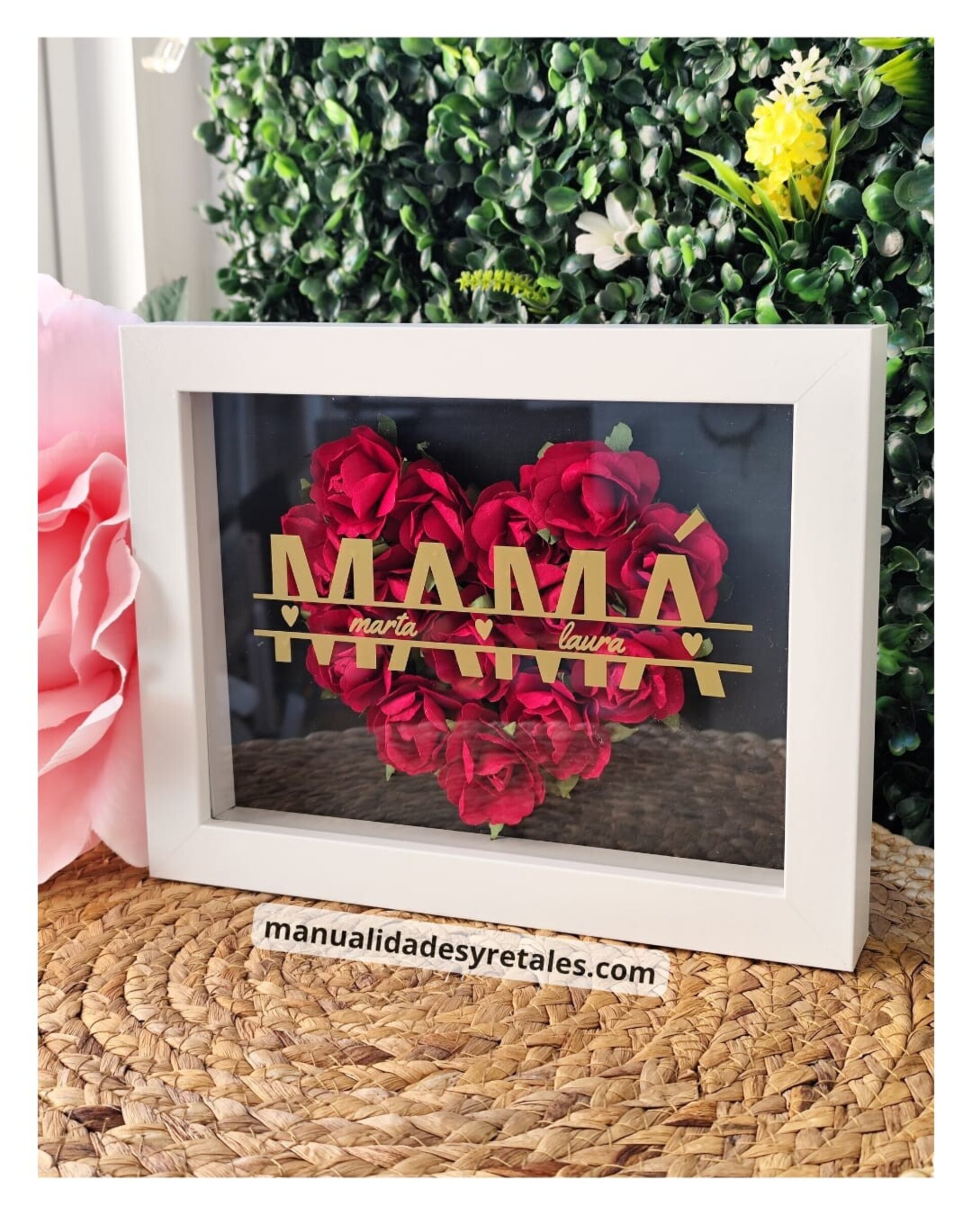 Cuadro corazón flores Mamá monograma - 2
