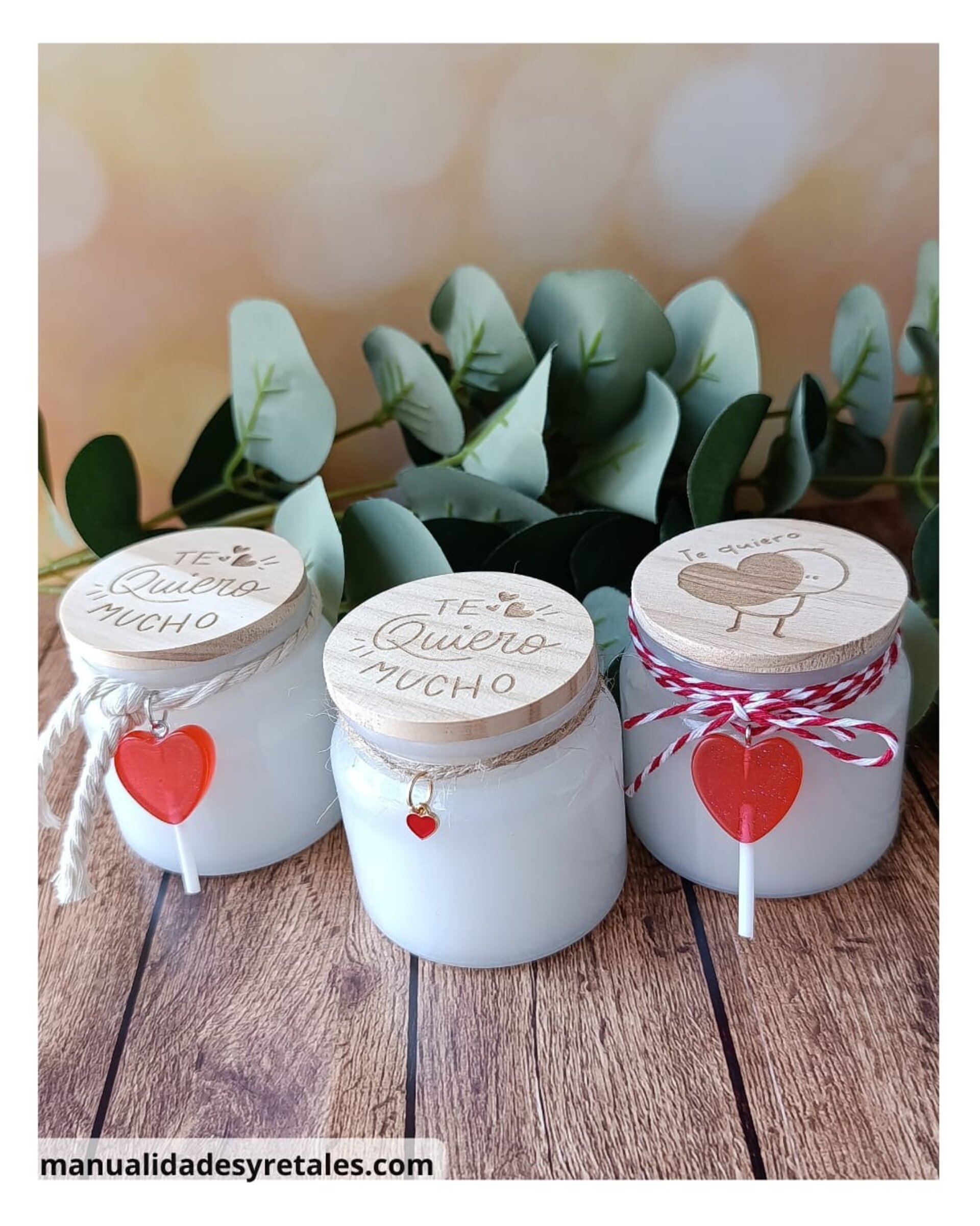 Vela aromática con tapa de madera grabada - 4