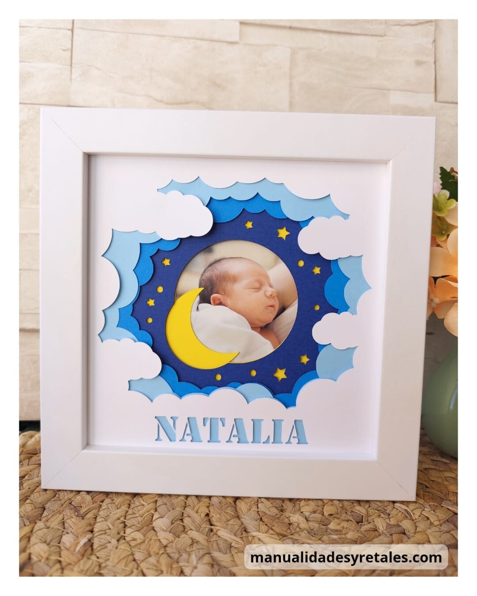 Shadow box nubes personalizado - 2